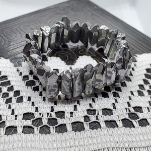 Titanium crystal stretch bracelet.
